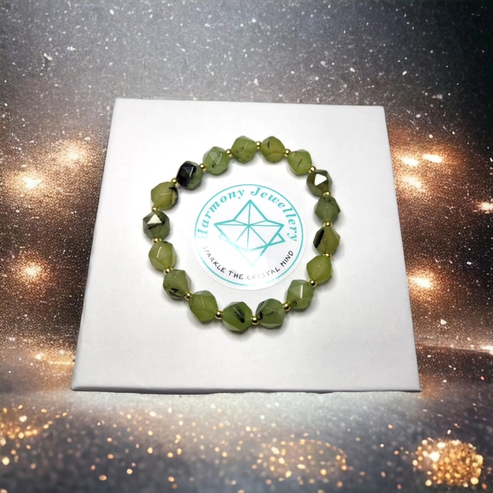 8 mm Faceted Prehnite bracelet